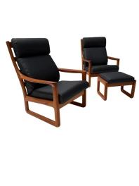 Mid-Century Modern Chairs and Hocker by Johannes Andersen for Silkeborg, 1960s